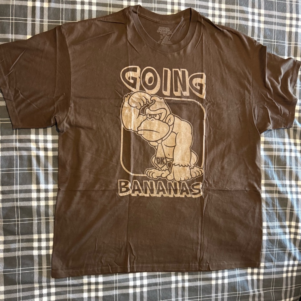 Nintendo Super Mario Brown Graphic Tee with Faded Logo